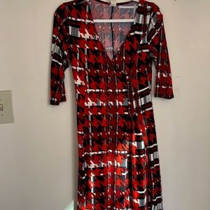 Geometric warp dress with ruched waist